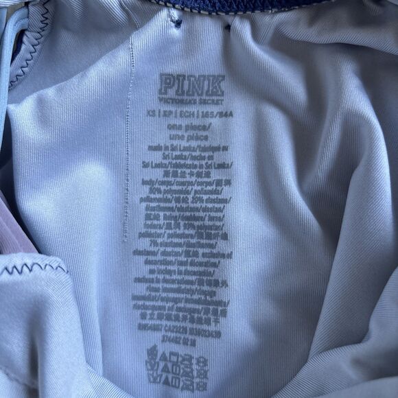 Victoria’s Secret Pink Blue One Piece Swimsuit With String Cutouts Size XS - Picture 10 of 11